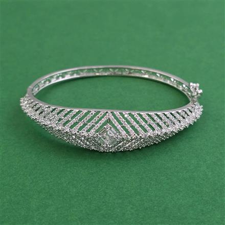 American Diamond Openable kada with Rhodium Plating 2 Tone Plating Mehndi Plating