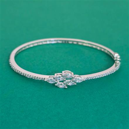 American Diamond Delicate Kada with Rhodium Plating 2 Tone Plating Mehndi Plating