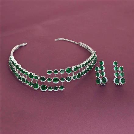 American Diamond Classic Necklace with Rhodium Plating