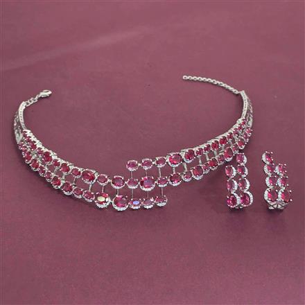 American Diamond Classic Necklace with Rhodium Plating