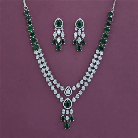 American Diamond Classic Necklace with Rhodium Plating