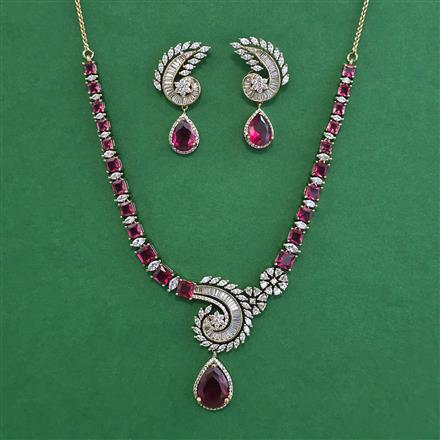 American Diamond Classic Necklace with Mehndi Plating