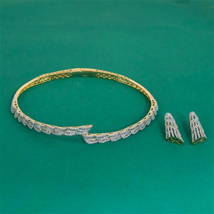 American Diamond Classic Necklace with Rhodium Plating 2 Tone Plating