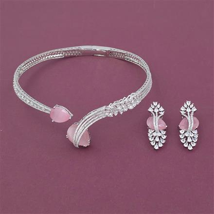 American Diamond Classic Necklace with Rhodium Plating
