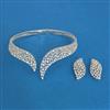 American Diamond Hasli Necklace with Rhodium Plating 2 Tone Plating Mehndi Plating
