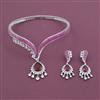 American Diamond Hasli Necklace with Rhodium Plating