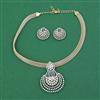 American Diamond Classic Pendant Set with Rhodium Plating 2 Tone Plating