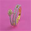 American Diamond Adjustable Ring with Rhodium Plating 2 Tone Plating Mehndi Plating