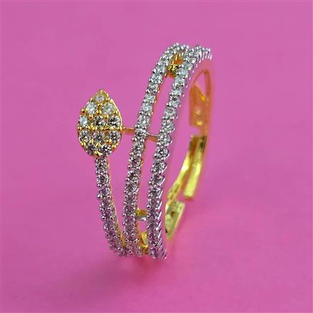 American Diamond Adjustable Ring with Rhodium Plating 2 Tone Plating Mehndi Plating