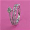 American Diamond Adjustable Ring with Rhodium Plating 2 Tone Plating Mehndi Plating