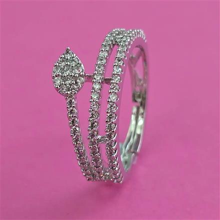 American Diamond Adjustable Ring with Rhodium Plating 2 Tone Plating Mehndi Plating