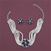 American Diamond Choker Necklace with Rhodium Plating