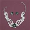 American Diamond Choker Necklace with Rhodium Plating
