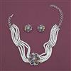 American Diamond Choker Necklace with Rhodium Plating
