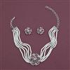 American Diamond Choker Necklace with Rhodium Plating