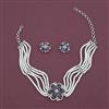 American Diamond Choker Necklace with Rhodium Plating
