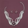 American Diamond Choker Necklace with Rhodium Plating