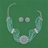 American Diamond Choker Necklace with Rhodium Plating