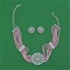American Diamond Choker Necklace with Rhodium Plating