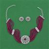 American Diamond Choker Necklace with Rhodium Plating