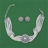 American Diamond Choker Necklace with Rhodium Plating