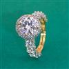 American Diamond Adjustable Ring with Rhodium Plating 2 Tone Plating Mehndi Plating