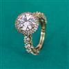 American Diamond Adjustable Ring with Rhodium Plating 2 Tone Plating Mehndi Plating