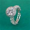 American Diamond Adjustable Ring with Rhodium Plating 2 Tone Plating Mehndi Plating