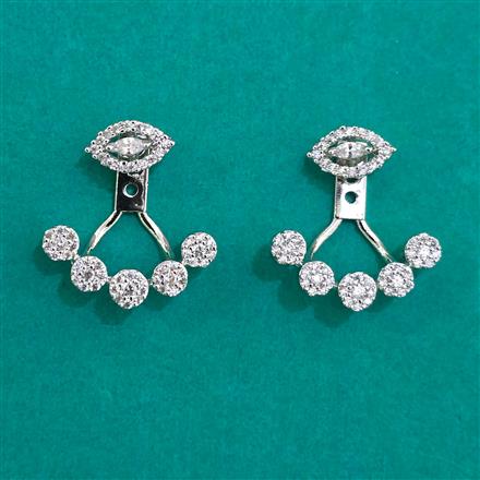 American Diamond Classic Earring with Rhodium Plating 2 Tone Plating