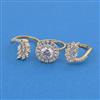 American Diamond Adjustable Ring with Rhodium Plating 2 Tone Plating Mehndi Plating