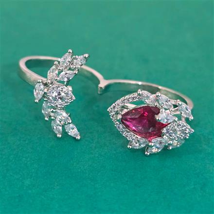 American Diamond Adjustable Ring with Rhodium Plating