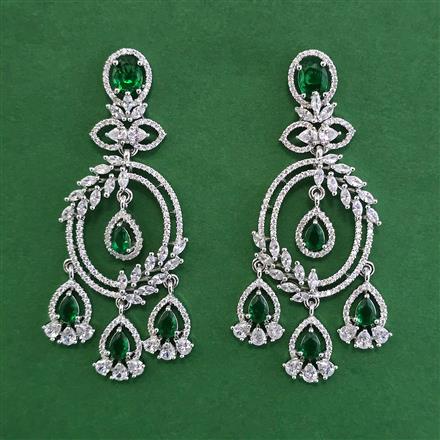 American Diamond Classic Earring with Rhodium Plating