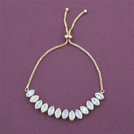 American Diamond Adjustable Bracelet with Rhodium Plating 2 Tone Plating Mehndi Plating