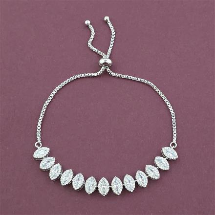 American Diamond Adjustable Bracelet with Rhodium Plating 2 Tone Plating Mehndi Plating