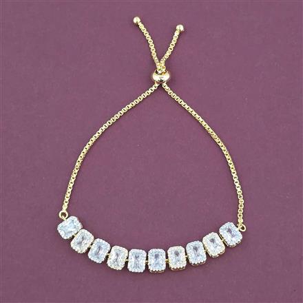 American Diamond Adjustable Bracelet with Rhodium Plating 2 Tone Plating Mehndi Plating