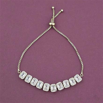 American Diamond Adjustable Bracelet with Rhodium Plating 2 Tone Plating Mehndi Plating