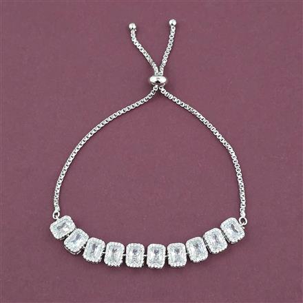 American Diamond Adjustable Bracelet with Rhodium Plating 2 Tone Plating Mehndi Plating