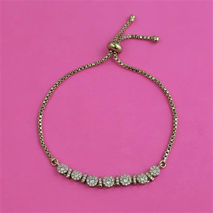 American Diamond Adjustable Bracelet with Rhodium Plating 2 Tone Plating Mehndi Plating
