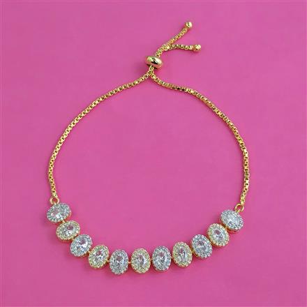American Diamond Adjustable Bracelet with Rhodium Plating 2 Tone Plating Mehndi Plating