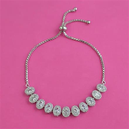 American Diamond Adjustable Bracelet with Rhodium Plating 2 Tone Plating Mehndi Plating