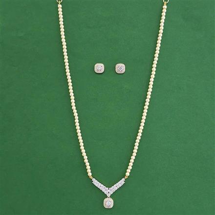 American Diamond Moti Pendant Set with Carat Plating