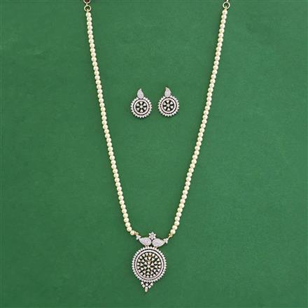 American Diamond Moti Pendant Set with Carat Plating