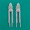 American Diamond Long Earring with Rhodium Plating