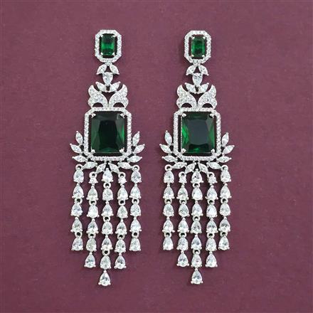 American Diamond Classic Earring with Rhodium Plating