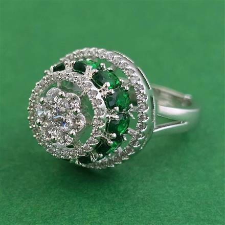 American Diamond Adjustable Ring with Rhodium Plating