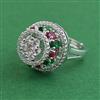 American Diamond Adjustable Ring with Rhodium Plating