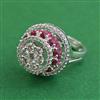 American Diamond Adjustable Ring with Rhodium Plating