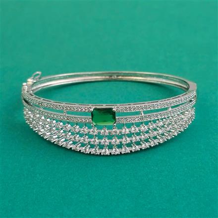 American Diamond Openable kada with Rhodium Plating