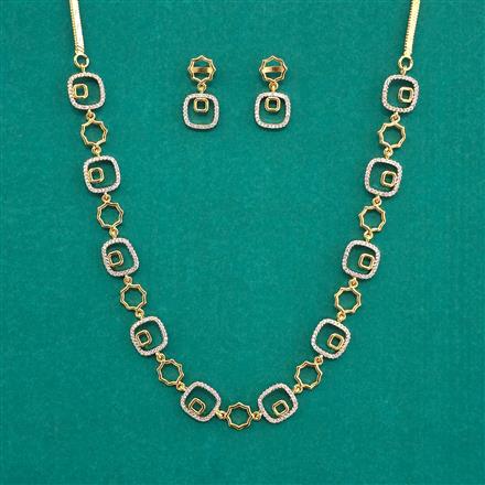 American Diamond Delicate Necklace with Rhodium Plating 2 Tone Plating Mehndi Plating