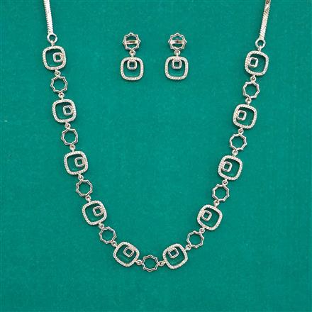 American Diamond Delicate Necklace with Rhodium Plating 2 Tone Plating Mehndi Plating